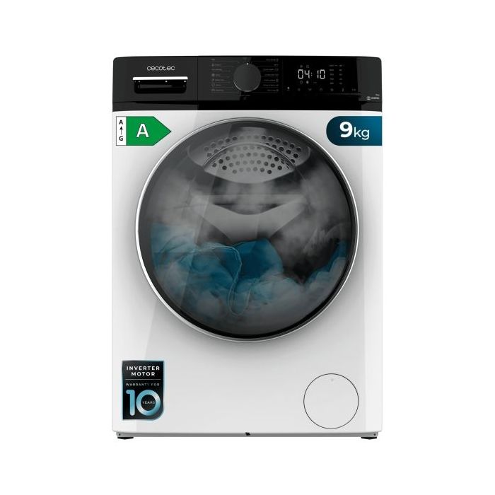 Cecotec Bolero DressCode 9610 Inverter A Lavadora de Carga Frontal - Capacidad 9kg - Velocidad 1400rpm - Seguro Infantil - Motor Inverter - 15 Programas - Color Blanco y Negro