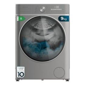 Cecotec Bolero DressCode 9800 Inverter Steel A Lavadora de Carga Frontal - Capacidad 9kg - Velocidad 1400rpm - Seguro Infantil - Motor Inverter - 16 Programas - Color Gris