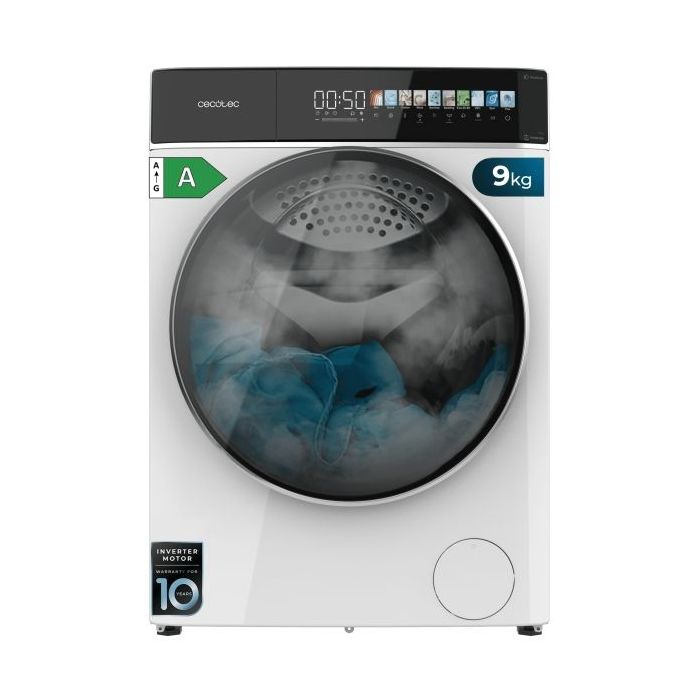 Cecotec Bolero DressCode 9900 Autodose Inverter FullColor A Lavadora de Carga Frontal con Autodosis - Capacidad 9kg - Velocidad 1400rpm - Pantalla 10.3" - Motor Inverter - Color Blanco y Negro