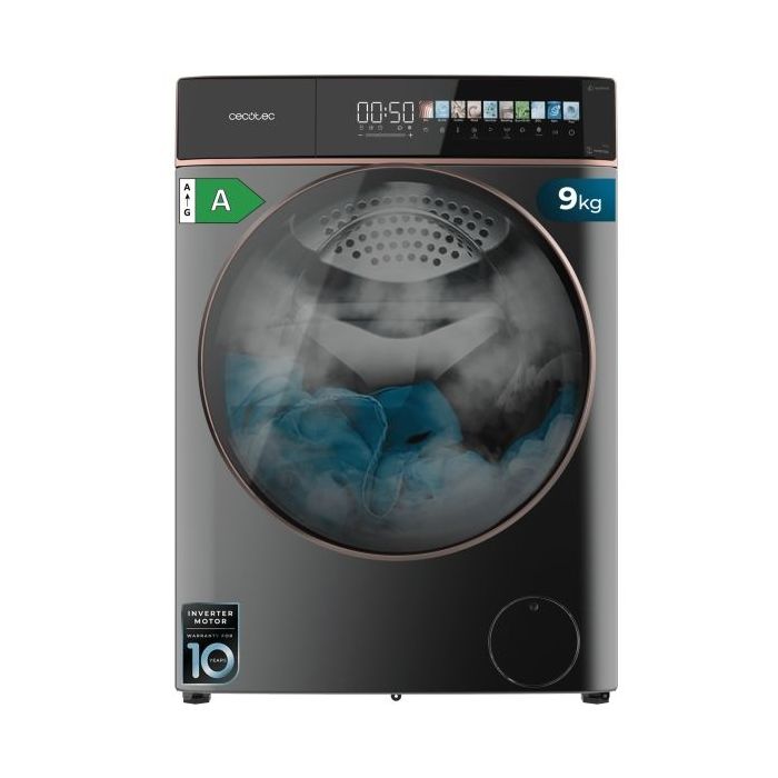 Cecotec Bolero DressCode 9900 Autodose Inverter FullColor Steel A Lavadora de Carga Frontal con Autodosis - Capacidad 9kg - Velocidad 1400rpm - Pantalla 10.3" - Motor Inverter - Color Gris Oscuro