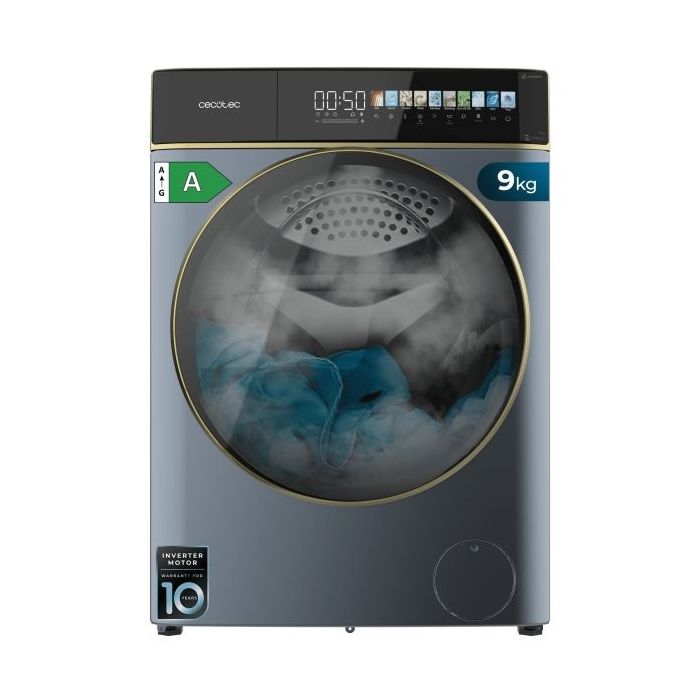 Cecotec Bolero DressCode 9900 Autodose Inverter FullColor Titanium A Lavadora de Carga Frontal con Autodosis - Capacidad 9kg - Velocidad 1400rpm - Pantalla 10.3" - Motor Inverter - Color Azul
