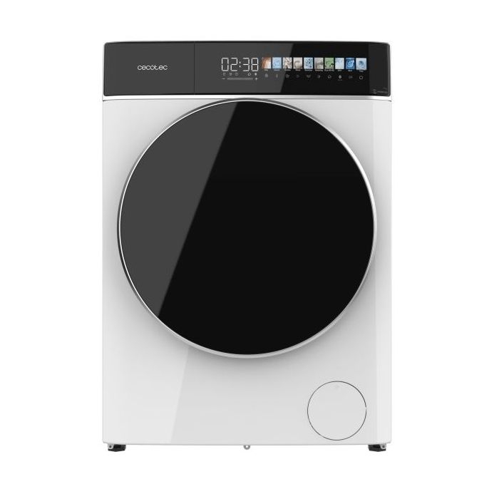Cecotec Bolero DressCode 9900 Inverter FullColor A Lavadora de Carga Frontal - Capacidad 9kg - Velocidad 1400rpm - Pantalla 10.3" - Puerta XXL - Motor Inverter - 11 Programas - Color Blanco y Negro