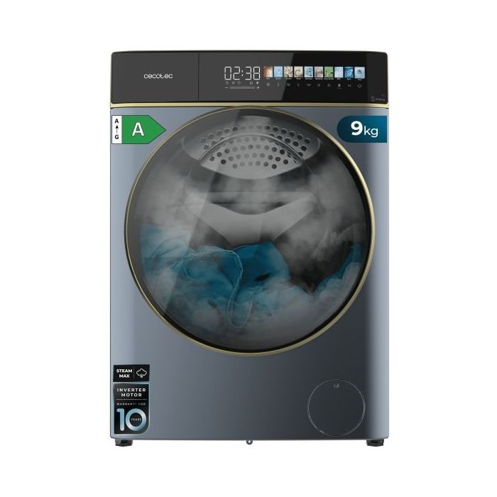Cecotec Bolero DressCode 9900 Inverter FullColor Titanium A Lavadora de Carga Frontal - Capacidad 9kg - Velocidad 1400rpm - Pantalla 10.3" - Puerta XXL - Motor Inverter - 11 Programas - Color Azul