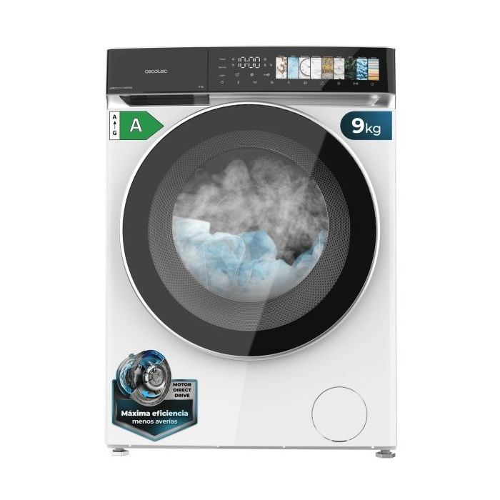 Cecotec Bolero DressCode 9970 Direct Drive Lavadora de Carga Frontal - Capacidad 9kg - Velocidad 1400rpm - Puerta XXL - 11 Programas - Color Blanco y Negro