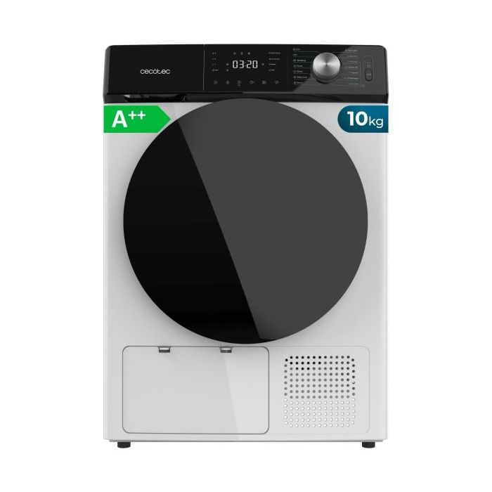 Cecotec Bolero Dresscode Dry 10350 Secadora con Bomba de Calor de 10kg - 14 Programas - Tambor de Acero Inoxidable - Inicio Programable - Bloqueo de Seguridad - Color Blanco y Negro