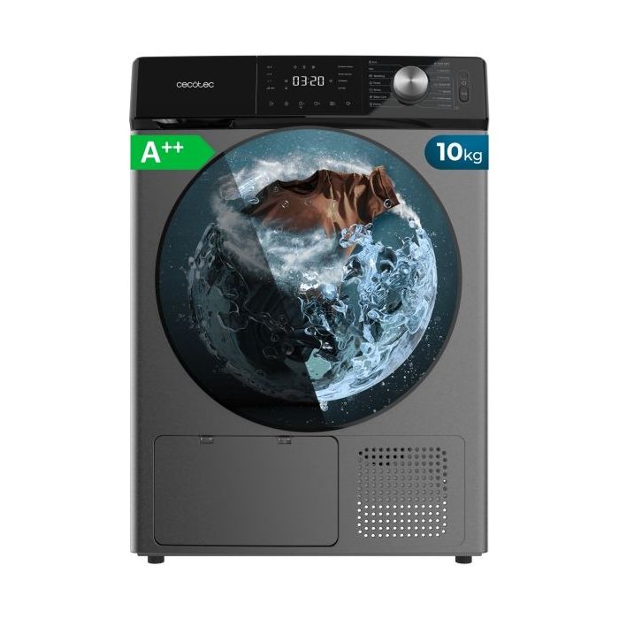 Cecotec Bolero DressCode Dry 10355 Steel Secadora con Bomba de Calor de 10kg - 14 Programas - Tambor de Acero Inoxidable - Inicio Programable - Bloqueo de Seguridad - Color Gris Oscuro