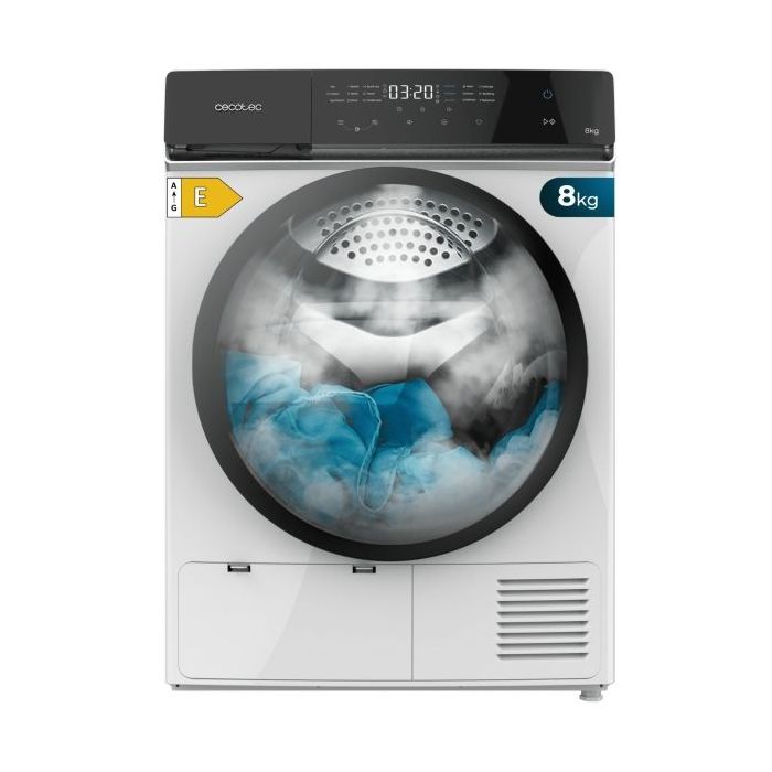 Cecotec Bolero DressCode Dry 8400 Secadora con Bomba de Calor de 8kg - 15 Programas - Tambor Bidireccional de Acero Inoxidable - Inicio Programable - Bloqueo de Seguridad - Color Blanco y Negro