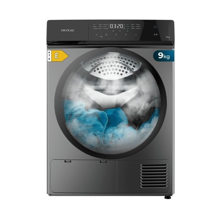 Cecotec Bolero DressCode Dry 9400 Steel Secadora con Bomba de Calor de 9kg - 15 Programas - Tambor Bidireccional de Acero Inoxidable - Inicio Programable - Bloqueo de Seguridad - Color Gris