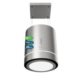 Cecotec Bolero Flux CRE 448000 Inox A++ Campana Extractora Colgante de 38cm - 210W - Succion 712m3/h - Luz LED - Incluye Accesorios - Acero Inoxidable - Filtros de Carbono Incluidos - Color Acero