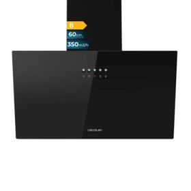 Cecotec Bolero Flux DM 603500 Glass Black B Campana Extractora de 60cm - 65W - Succion 350m3/h - Luz LED - Incluye Accesorios - Kit de Montaje - Filtros de Carbono Incluidos - Color Negro