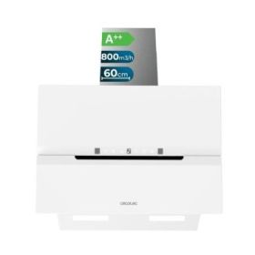 Cecotec Bolero Flux DT 608010 Glass White A++ Campana Extractora de 60cm - 210W - Succion 800m3/h - Luz LED - Pantalla LED - Incluye Accesorios - Filtros de Carbono Incluidos - Color Blanco