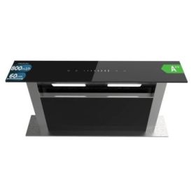 Cecotec Bolero Flux ET 608000 Glass Black A++ Campana Extractora de Encimera de 60cm - 210W - Succion 800m3/h - Luz LED - Incluye Accesorios - Acero Inoxidable - Filtros de Carbono Incluidos - Color Negro