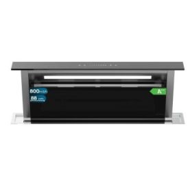 Cecotec Bolero Flux ET 908000 Glass Black A++ Campana Extractora de Encimera de 90cm - 210W - Succion 800m3/h - Luz LED - Incluye Accesorios - Acero Inoxidable - Filtros de Carbono Incluidos - Color Negro