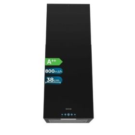 Cecotec Bolero Flux ICT 388000 Black A++ Campana Extractora de Techo de 38cm - 210W - Succion 800m3/h - Luz LED - Incluye Accesorios - Kit de Montaje - Filtros de Carbono Incluidos - Color Negro