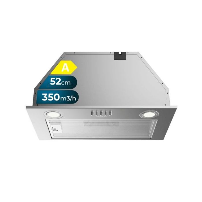 Cecotec Bolero Flux IM 523500 Inox A Campana Extractora de 52cm - 70W - Succion 350m3/h - Luz LED - Incluye Accesorios - Acero Inoxidable - Kit de Montaje - Filtros de Carbono Incluidos - Color Acero