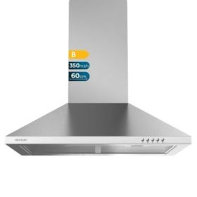 Cecotec Bolero Flux PM 603500 Inox B Campana Extractora de 60cm - 65W - Succion 350m3/h - Luz LED - Incluye Accesorios - Kit de Montaje - Filtros de Carbono Incluidos - Color Acero