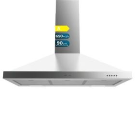 Cecotec Bolero Flux PM 906500 Inox A Campana Extractora de 90cm - 165W - Succion 650m3/h - Luz LED - Incluye Accesorios - Acero Inoxidable - Kit de Montaje - Filtros de Carbono Incluidos - Color Acero