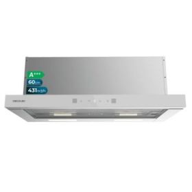 Cecotec Bolero Flux TLT 604400 Glass White A+++ Campana Extractora Telescopica de 60cm - 431.2m3/h - Luz LED - Acero Inoxidable - Filtros Aptos para Lavavajillas - Filtros de Carbono - Color Blanco
