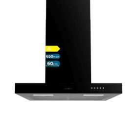 Cecotec Bolero Flux TM 606500 Black A Campana Extractora de 60cm - 165W - Succion 650m3/h - Luz LED - Incluye Accesorios - Kit de Montaje - Filtros de Carbono Incluidos - Color Negro