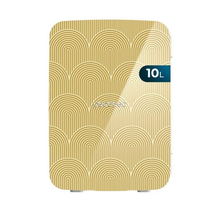 Cecotec Bolero MiniCooling 10L Bahamas Pat 2 Mini Frigorifico Portatil - Capacidad 10L - 12V/220V - Temperatura Regulable - Enfria hasta 7ºC - Funcion Calentamiento hasta 65ºC - Color Oro