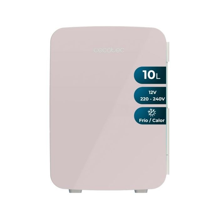 Cecotec Bolero MiniCooling 10L Bahamas Pink Mini Frigorifico Portatil - Capacidad 10L - 12V/220V - Temperatura Regulable - Enfria hasta 7ºC - Funcion Calentamiento hasta 65ºC - Color Rosa Pastel