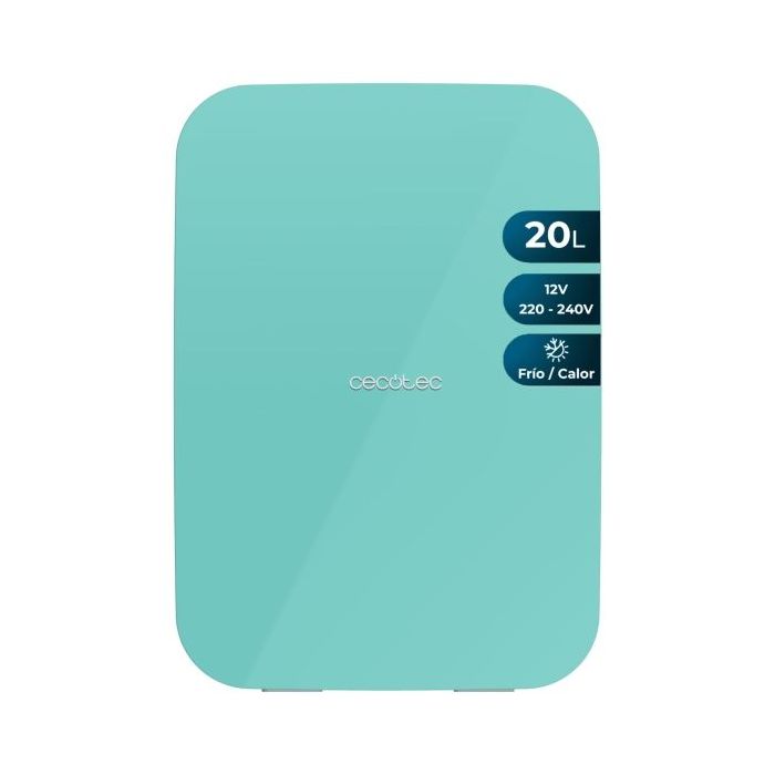Cecotec Bolero MiniCooling 20L Bahamas Mint Mini Frigorifico Portatil - Capacidad 20L - 12V/220V - Temperatura Regulable - Enfria hasta 7ºC - Funcion Calentamiento hasta 65ºC - Color Menta