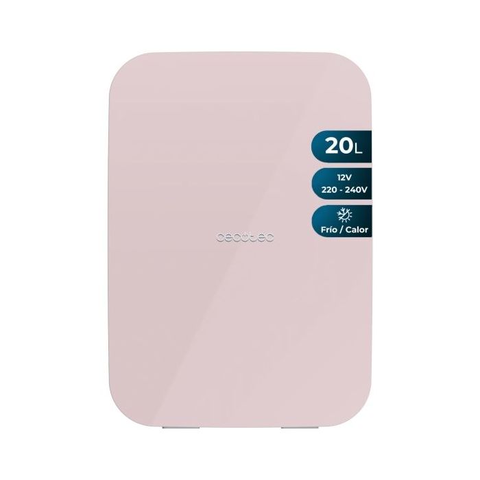 Cecotec Bolero MiniCooling 20L Bahamas Pink Mini Frigorifico Portatil - Capacidad 20L - 12V/220V - Temperatura Regulable - Enfria hasta 7ºC - Funcion Calentamiento hasta 65ºC - Color Rosa Pastel