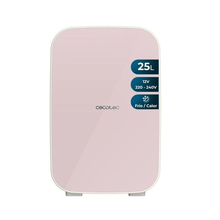 Cecotec Bolero MiniCooling 25L Bahamas Pink Mini Frigorifico Portatil - Capacidad 25L - 12V/220V - Temperatura Regulable - Enfria hasta 7ºC - Funcion Calentamiento hasta 65ºC - Color Rosa Pastel