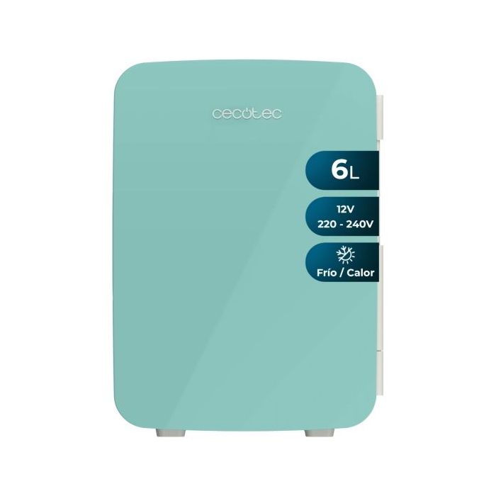 Cecotec Bolero MiniCooling 6L Bahamas Mint Mini Frigorifico Portatil - Capacidad 6L - 12V/220V - Temperatura Regulable - Enfria hasta 5ºC - Funcion Calentamiento hasta 65ºC - Color Menta
