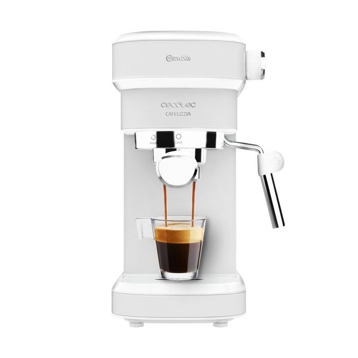 Cecotec Cafelizzia 790 White Cafetera Expresso - 1350W - Presion de 20Bar - Vaporizador Orientable - Deposito 1.2L - Doble Salida de Cafe - Sistema de Ahorro Energetico - Color Blanco