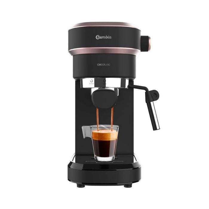 Cecotec Cafelizzia 890 Rose Cafetera Expresso con Vaporizador - 1350W - Capacidad 1.1L - Presion 20bar - Vaporizador - Temperatura Regulable - Acero Inoxidable - Termoblock - Calientatazas - Color Negro