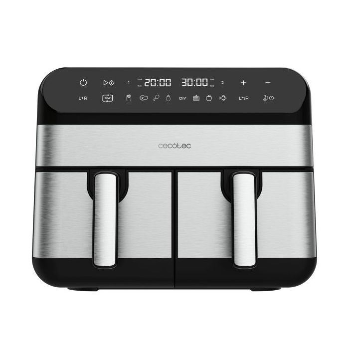 Cecotec Cecofry Advance 9000 Inox Freidora sin Aceite Doble - 2800W - Capacidad de 9L - Rango de 80 a 200°C - 8 Programas Preconfigurados - Acero Inoxidable - Color Negro