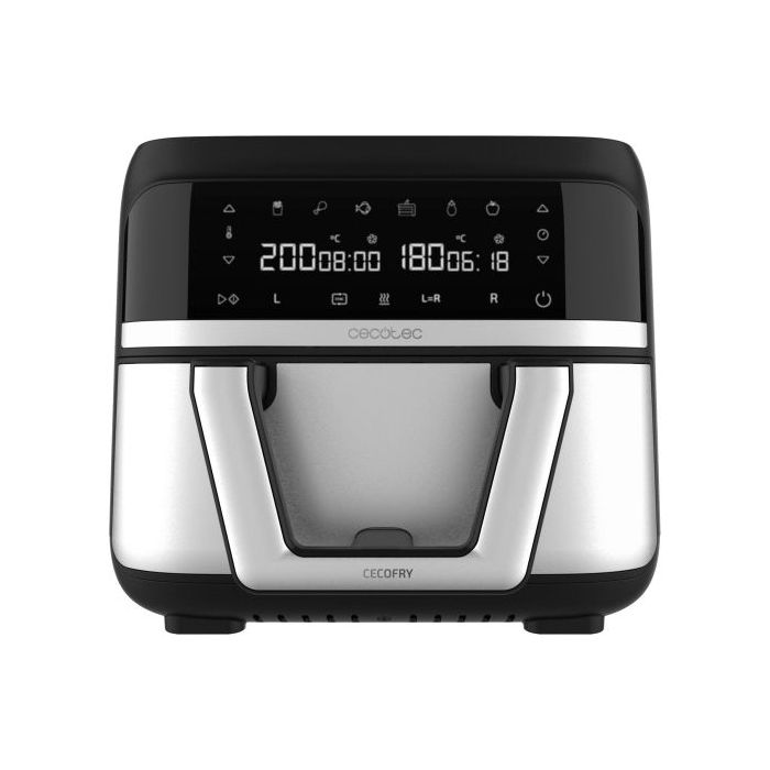 Cecotec Cecofry Dual 9000 Freidora de Aire - Potencia 2850W - Capacidad 9L - Temperatura Regulable - Pared Divisoria Movil - Pantalla Tactil - Color Negro y Gris