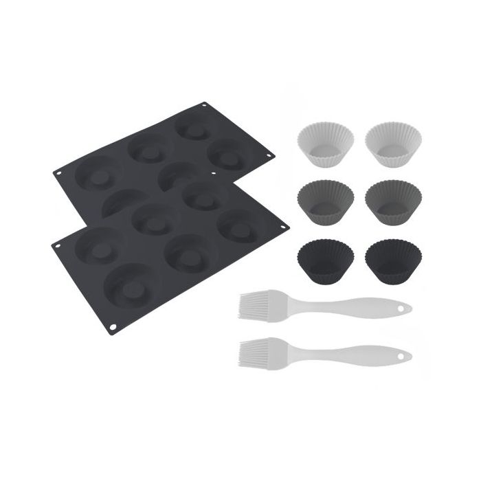 Cecotec Cecofry SweetBake XL Pack de Moldes para Donas y Magdalenas - Compatible con Freidoras de 9 a 11L - Libre de BPA - Superficie Antiadherente - Incluye Pinceles de Silicona - Facil Limpieza
