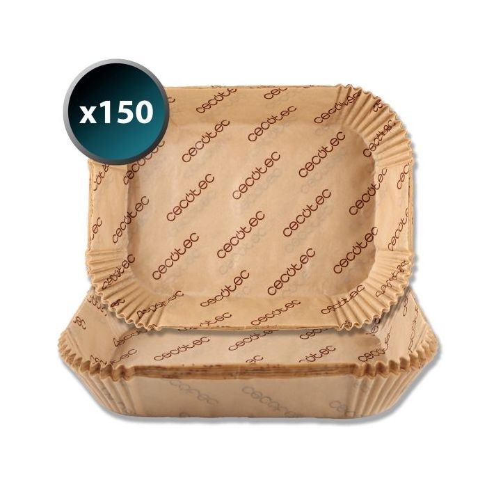 Cecotec Cecofry TwinBucket Pack de 150 Papeles para Freidora de Aire de Doble Cubeta - Rectangular - Resiste hasta 230 ºC - Listo para Usar - Facilita Limpieza de Cubeta - 24x18x4.5cm - Color Marron