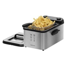 Cecotec Cleanfry Infinity 3000 Freidora Electrica - 2400W - Capacidad de 3L - Apto Lavavajillas - Tapa con Ventana - Filtro Antiolores - Temperatura hasta 190°C - Temporizador - Acero Inoxidable