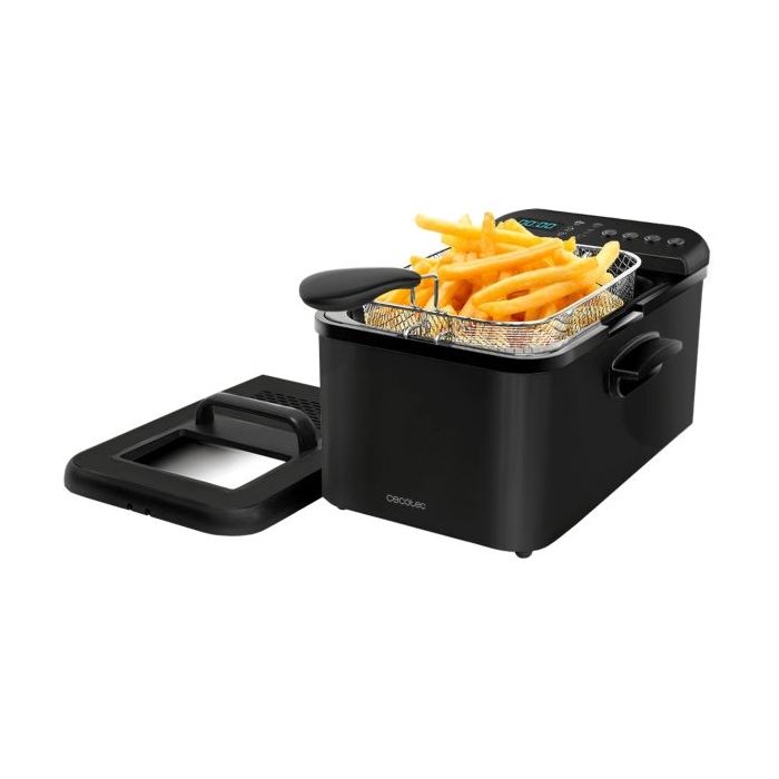 Cecotec Cleanfry Luxury 4000 Freidora Electrica - 3270W - Capacidad 4.2L - Pantalla Digital - 5 Programas Predefinidos - Filtro Incluido - Tapa con Ventana - Temperatura hasta 190°C - Color Negro