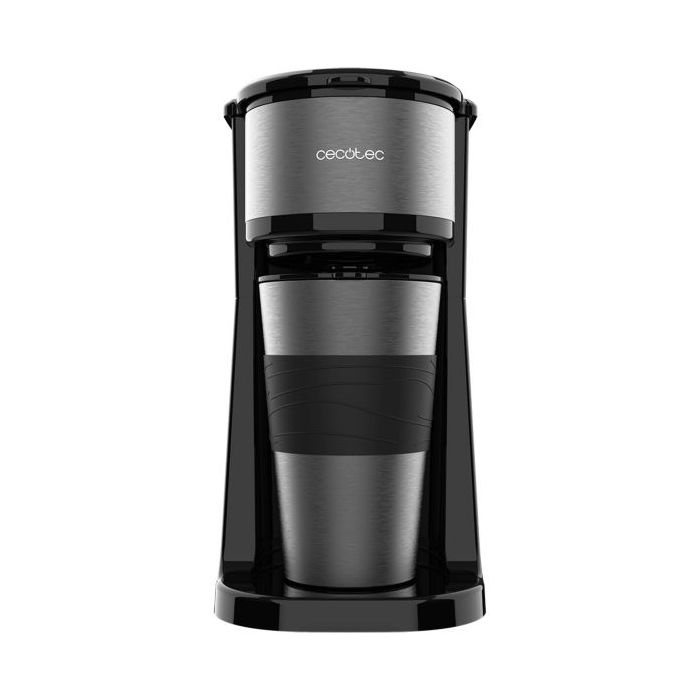 Cecotec Coffee 66 Drop and Go Cafetera de Goteo - Potencia 700W - Capacidad 420ml - Sistema Antigoteo - Acero Inoxidable - Termo Portatil - Color Negro y Gris