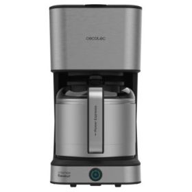 Cecotec Coffee 66 Drop and Thermo Cafetera de Goteo para 10 Tazas - 950W - Capacidad 1.2L - Termostato - Termo de Acero Inoxidable - Sistema Antigoteo - Apagado Automatico - Color Negro y Gris
