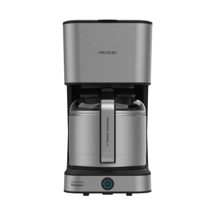 Cecotec Coffee 66 Drop and Thermo Cafetera de Goteo para 10 Tazas - 950W - Capacidad 1.2L - Termostato - Termo de Acero Inoxidable - Sistema Antigoteo - Apagado Automatico - Color Negro y Gris