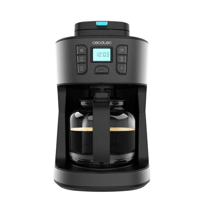 Cecotec Coffee 66 Grind and Drop Cafetera de Goteo - 1086W - Molinillo Integrado - Capacidad para 12 Tazas - Maximo Aroma - Acabado en Acero Inoxidable - Programable 24H - Autoapagado - Color Negro