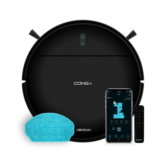 Cecotec Conga Animal Pro Robot Aspirador 5 en 1 - Navegacion Giroscopica - Bluetooth - Autonomia 120min - Succion hasta 2kPa - Mando a Distancia - WiFi - Control con App - Color Negro