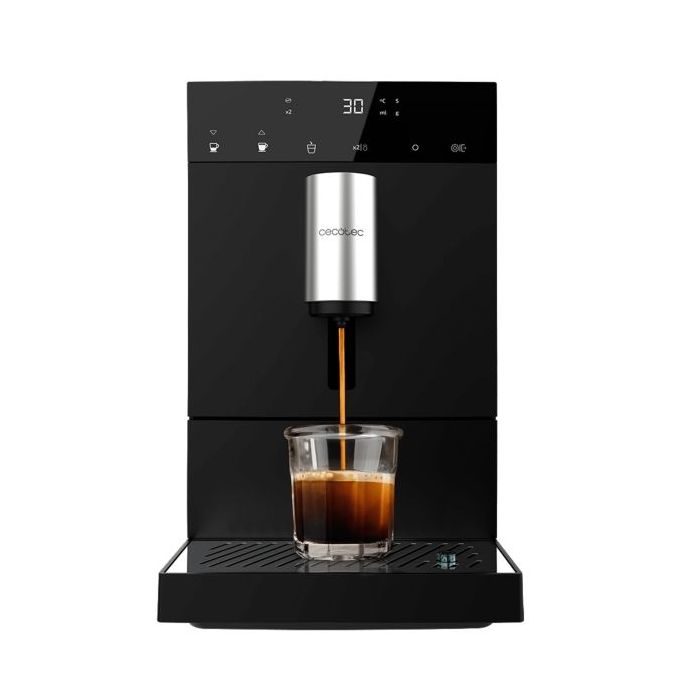 Cecotec Cremmaet Commpact Cafetera Expresso Automatica - Presion 19bar - Deposito de 1.1L - Molinillo Conico - Pantalla Tactil - Termoblock - Limpieza Automatica - Color Negro