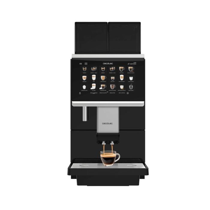 Cecotec Cremmaet Lounge Cafetera Expresso Automatica - Potencia 2900W - Capacidad 1400g de Cafe - Pantalla Tactil - 2 Depositos de 1.8L - Molinillo de Ceramica - Temperatura Regulable - Color Negro