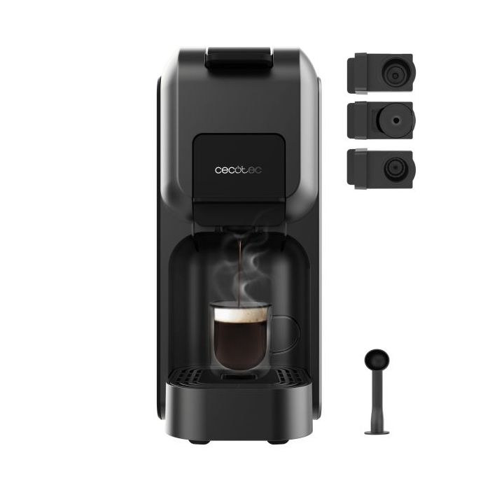 Cecotec FreeStyle Compact Black Cafetera Expresso Compatible con Capsulas - 1350W - Termoblock - Presion 20bar - Deposito de 800ml - Apagado Automatico - Rapido Precalentamiento - Color Negro