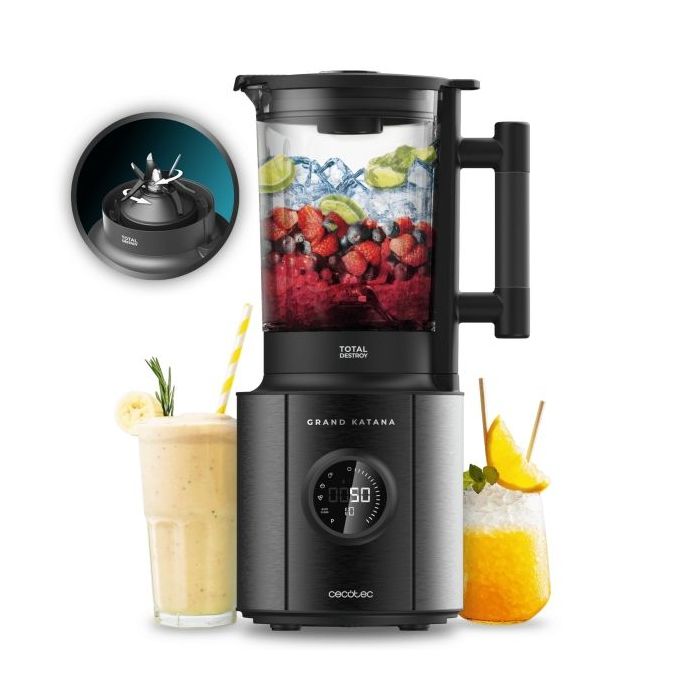 Cecotec Grand Katana 2700Max Total Destroy Screen Batidora de Vaso - 2700W - Contrarrotante - 10 Velocidades - Jarra de 1.8L Termorresistente - 5 Modos - Cuchillas de Titanio - Color Negro