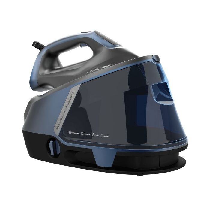 Cecotec H-3000 Station Geyser Centro de Planchado - 3000W - Vapor Continuo 155g/min - Suela Ceramica - Sistema Antigoteo - Pantalla Tactil - Antical - Apagado Automatico Seguro - Color Negro y Gris