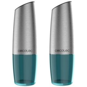 Cecotec InstantMill Gravity Duo Pack de 2 Molinillos Electricos de Especias - Cuerpo de Acero Inoxidable - Mecanismo Ajustable - Ventanas de Acrilico - Luz LED Incorporada - Resistente a Corrosion