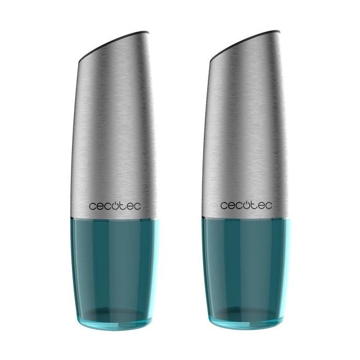 Cecotec InstantMill Gravity Duo Pack de 2 Molinillos Electricos de Especias - Cuerpo de Acero Inoxidable - Mecanismo Ajustable - Ventanas de Acrilico - Luz LED Incorporada - Resistente a Corrosion