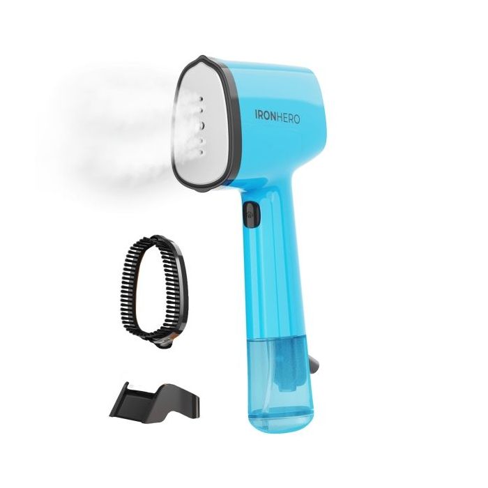 Cecotec IronHero V-1500 Essential Plancha de Vapor Vertical - 1500W - Suela Ceramica - 25g/min de Vapor Continuo - 2 Modos de Vapor - Sistema de Autoapagado - Cepillo Quitapelusas - Color Azul Claro